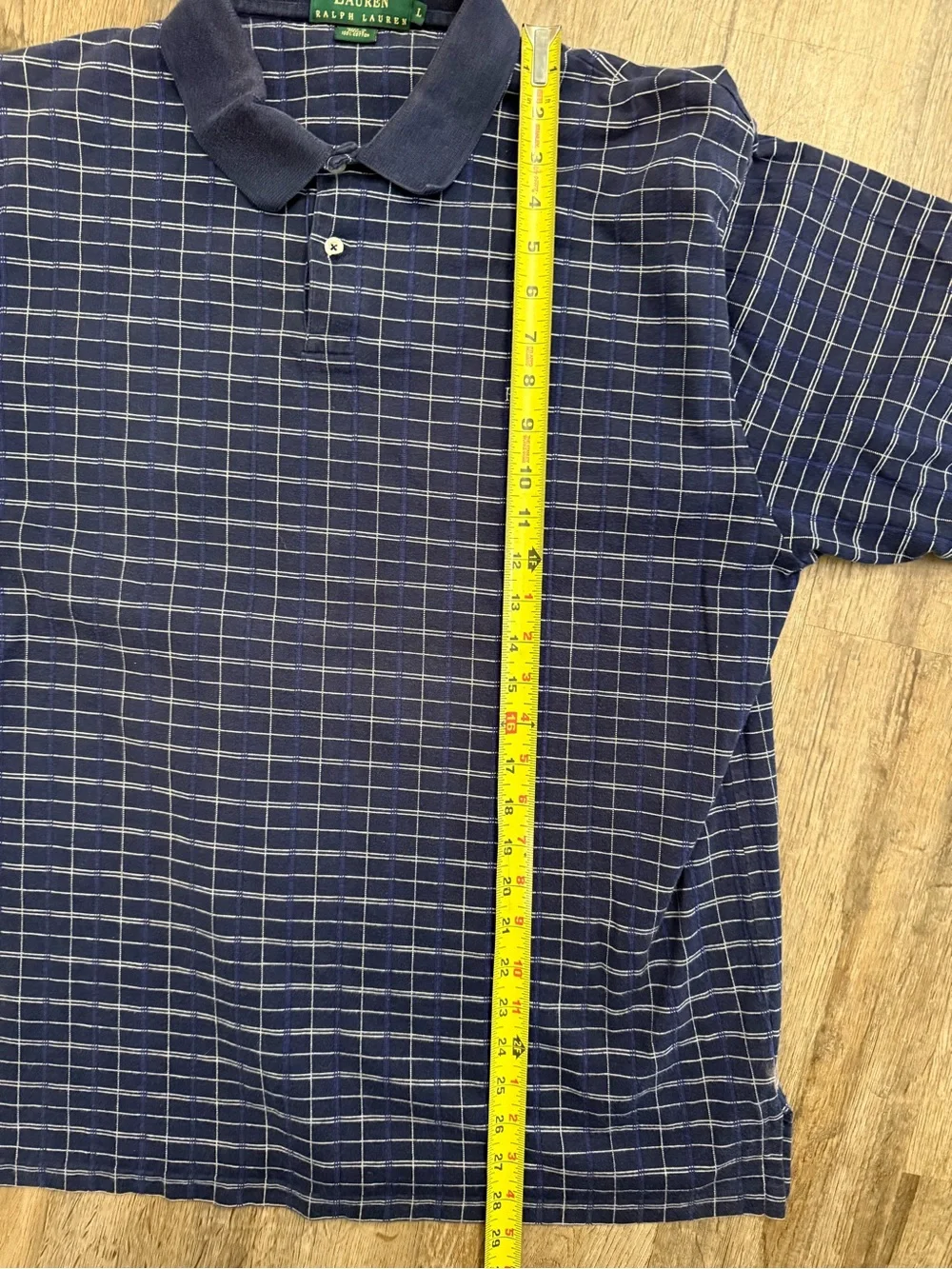 Lauren Ralph Lauren Blue Windowpane Polo Shirt Size Large
